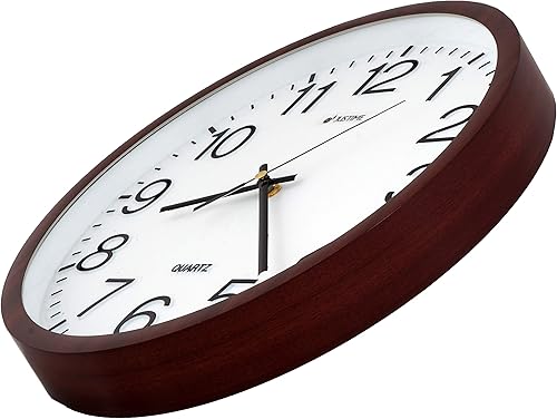 Miniatura 2 de JUSTIME Reloj de pared moderno Burlwood de 12 pulgadas, silencioso, sin tachuelas, decoración del hogar para sala de estar, cocina, oficina