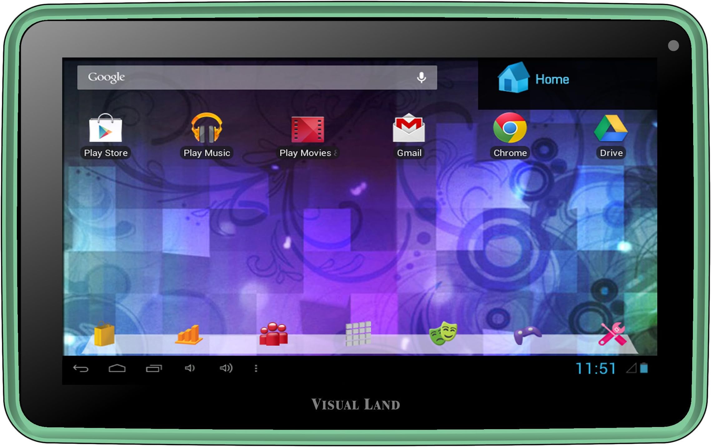 Visual Land Prestige PRO 7D-TC - 7" Dual Core 8GB Android Tablet with Case, JellyBean4.1, Google Play (Green)