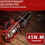 Olubfdh Perceuse Visseuse Sans Fil 21V Avec Batterie 2 × 2000mAh, 45Nm de couple max 25+3 positions de couple (2 vitesses & LED), et chargeurpour la maison et le jardin projet DIY (2 Batterie) - 2