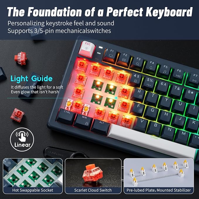 Teclado mecánico Hexgears E4Pro Tri-Mode BT5.0/USB-C miniatura 4