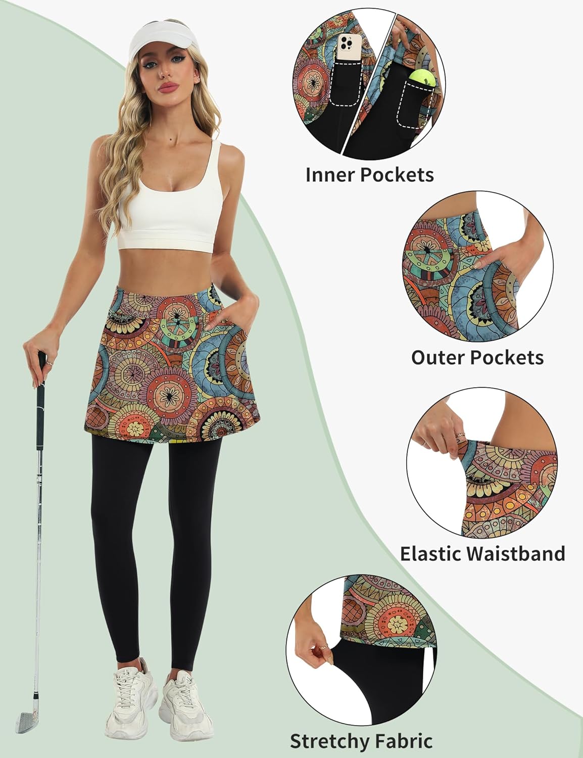 LouKeith Skirted Leggings for Women Athletic Skirt with Leggings Tennis Skirt Yoga Running Golf Skirts with 4 Pockets - Image 5