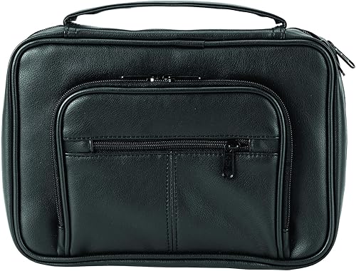 Dicksons Funda de piel negra reforzada con asa y papelería, tamaño grande