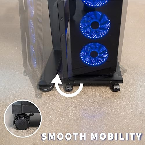 Miniatura 7 de VIVO Carrito de PC móvil con almacenamiento soporte de CPU de estante de 2 niveles se adapta a PC de juegos de gran tamaño impresoras sistemas de