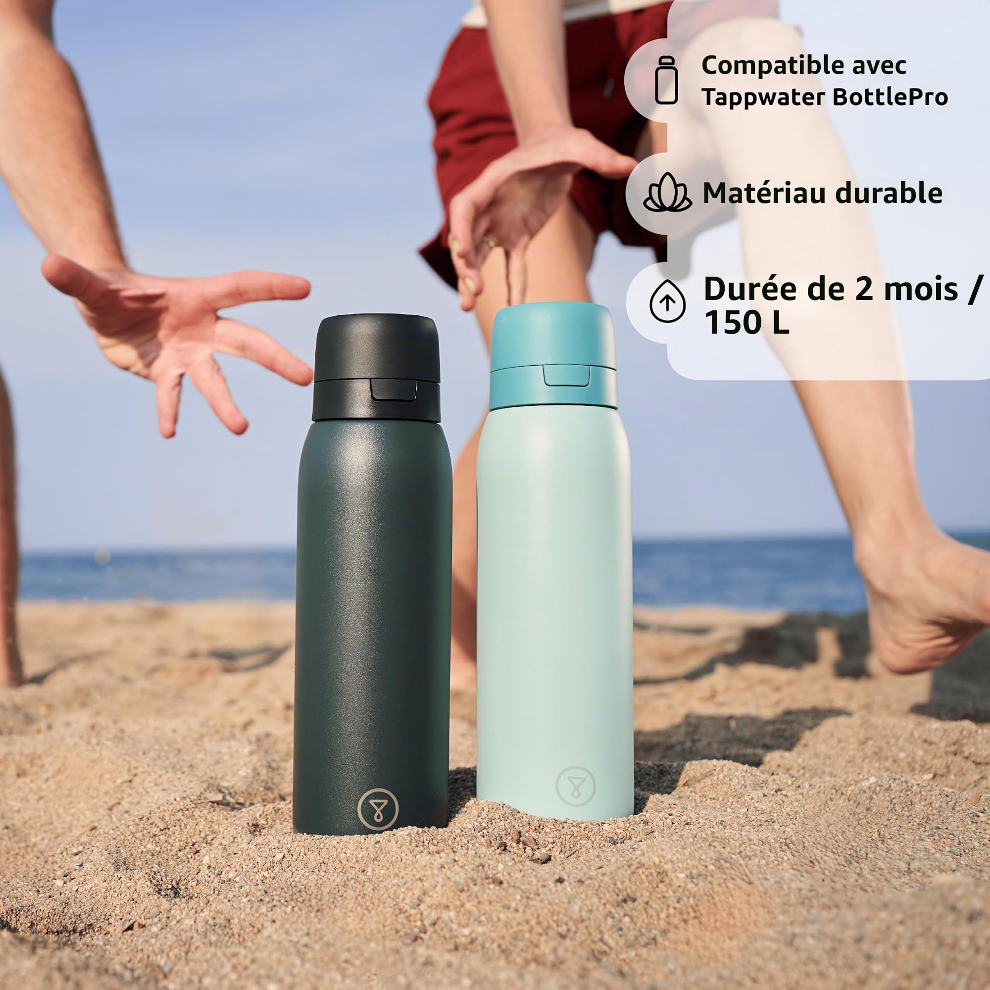 TAPP Water BottlePro - Bouteille filtrante. Filtre+80 contaminants. Sans BPA. Recharge durable et fermeture hermétique. Bouteille eau 750 ml (Noir)