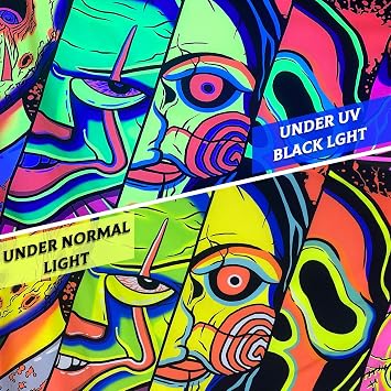 Black Light Art Halloween Wall Decor Trippy Blacklight Horror Face Tapestry, UV Reactive Tapestries Glow in The Dark Party Tapestry for Bedroom, Living Room (29 x 37)