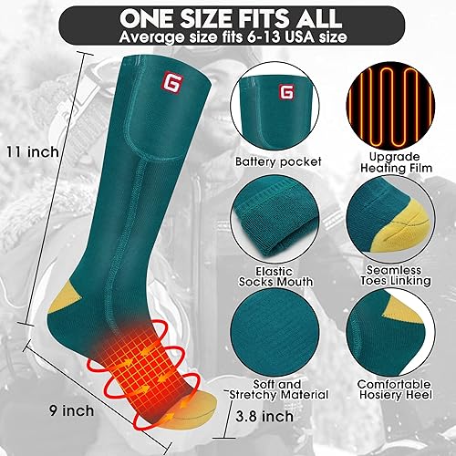 Miniatura 8 de Rabbitroom Calcetines térmicos para mujer, calcetines eléctricos recargables para jóvenes, adolescentes, calentadores de pies, calcetines de esquí