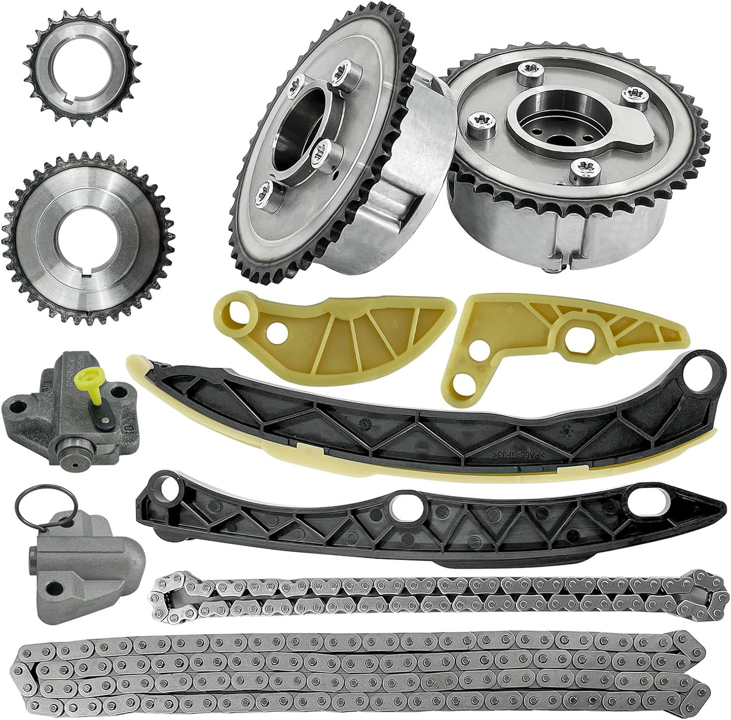 Engine Timing Chain Kit Guide Tensioner Sprocket Compatible with 2011-2018 KIA Sorento Optima Sportage, for 2011-2019 Hyundai Santa Fe Sonata Tucson 2.4L 2.0L L4 DOHC G4KJ Replacement part