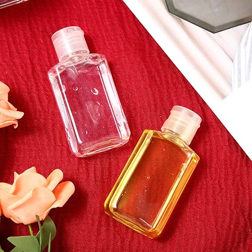 Miniatura 5 de Tanlade 200 botellas transparentes de desinfectante de manos de 2 onzas con tapa abatible, botellas vacías reutilizables rellenables, portátil,