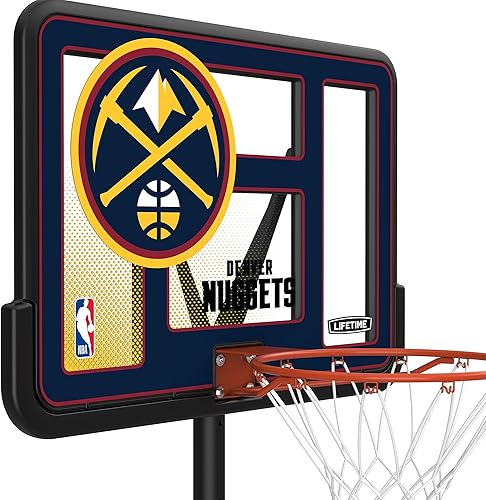 Vista 184 de Aro de basketball con sistema portable, de altura ajustable, tablero posterior de 44 pulgadas de Lifetime 1269 Pro Court.