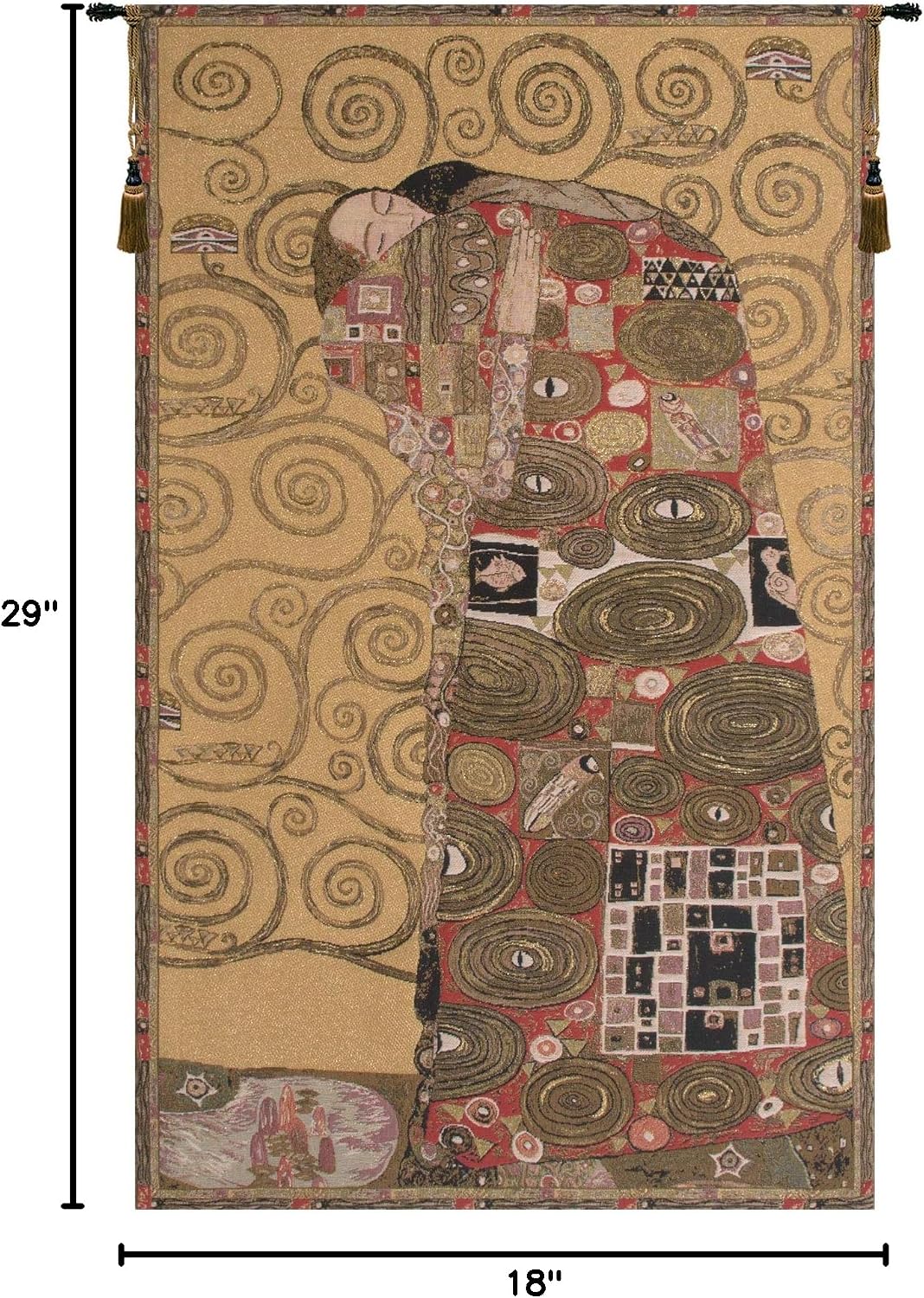 C Charlotte Home Furnishings Inc Accomplissement European Tapestry Wall Hanging | Viscose Cotton and Polyester Blend Wall Art | 29 in. x 18 in | Home Decor Accents | Inspired by Gustav Klimt