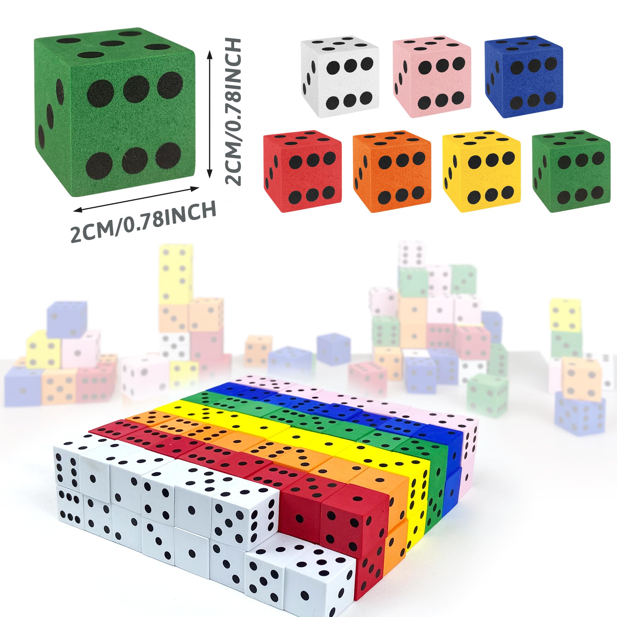 110 Stück kleine bunte Schaumstoffwürfel mit Zahlen für Mathematik-Spiele, Bauspielzeug, Klassenzimmer, Lernspielzeug, Unterhaltung für Partys, Geburtstagsgeschenke im 7