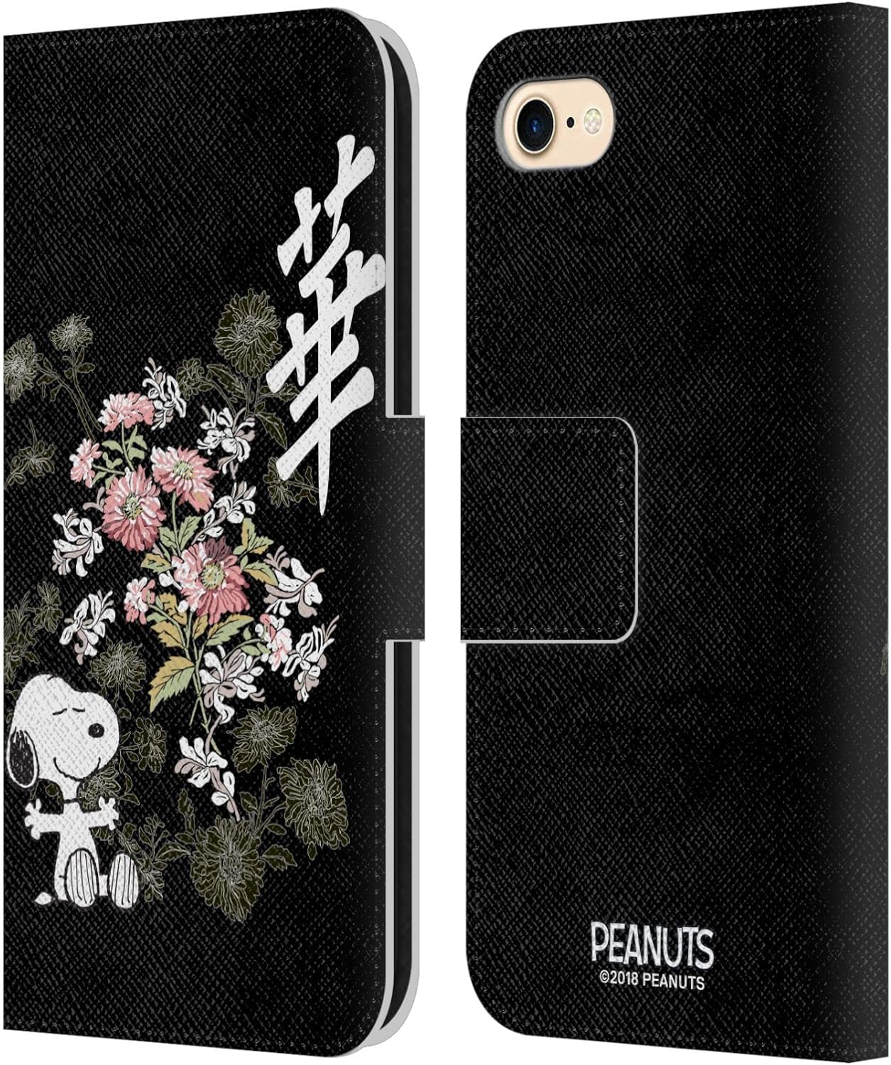 Head Case Designs Officially Licensed Peanuts Floral Oriental Snoopy Leather Wallet Case Compatible with Apple iPhone 7/8 / SE 2020 & 2022