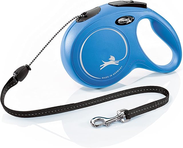 Flexi New Classic Cord Blue Medium 8m Retractable Dog Leash/Lead for dogs up to 20kgs/44lbs