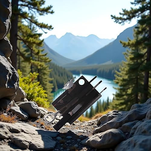 Miniatura 7 de Multiherramienta negra de bolsillo 12 en 1, equipo de supervivencia de tamaño de tarjeta de crédito para EDC  Kit multiherramienta compacto para