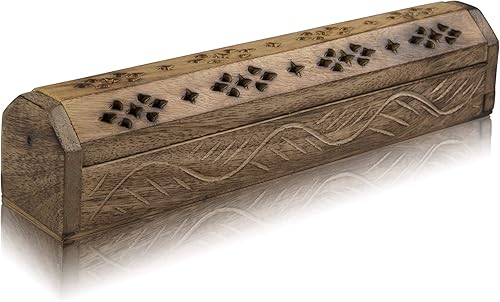 Miniatura 1 de Soporte para quemador de incienso y cono de madera, ataúd con compartimento de almacenamiento orgánico ecológico para cenizas, soporte Agarbatti,