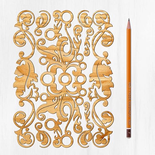 Ajoure Fine Lasercut Embelishments # Art Deco Floral Leaves Pattern Border Vintage Chapa Madera aglomerada Contrachapada Silueta para manualidades