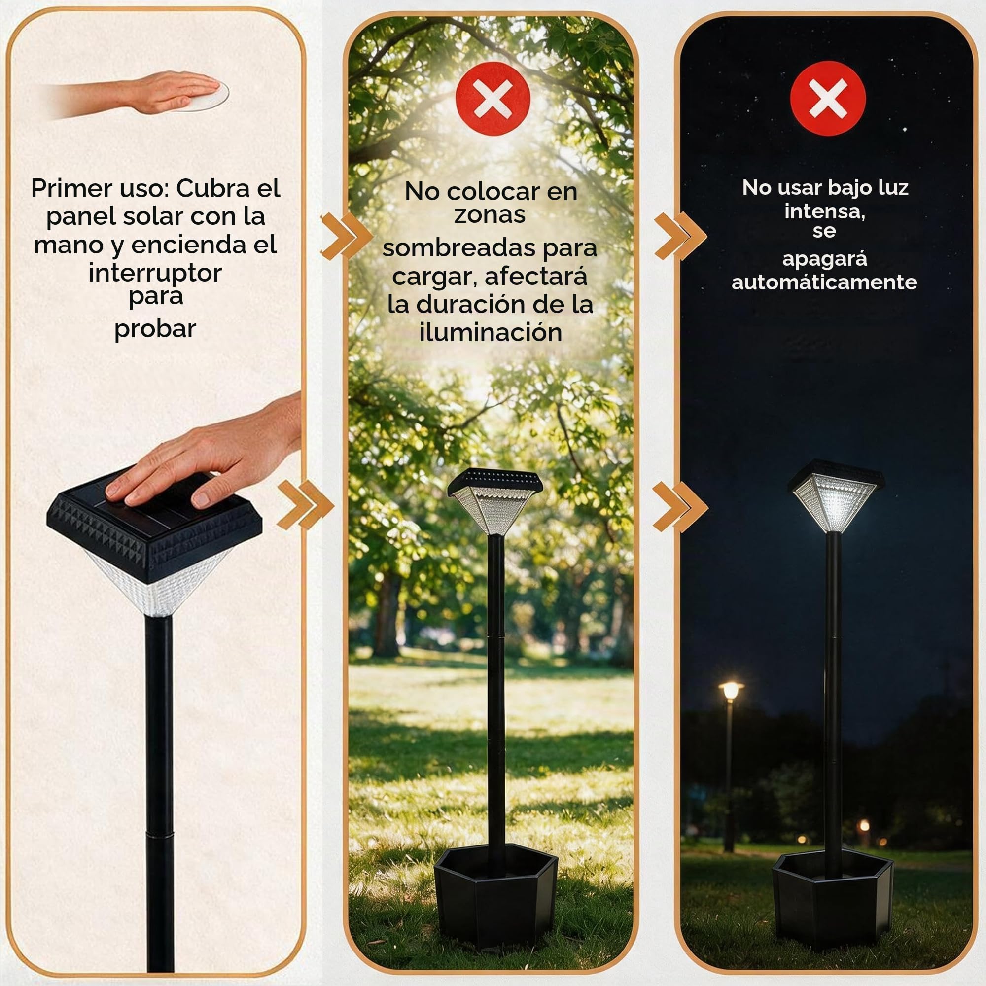 Farol Solar Exterior con Maceta 138 cm, Luces Solares Jardín