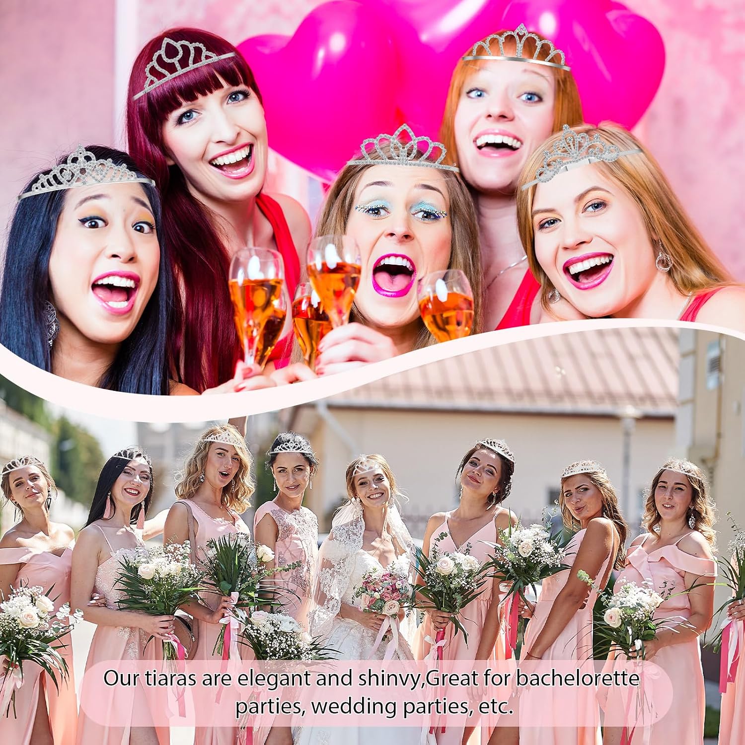 Remuuly 12 Pcs Tiaras Crowns Headbands for Girls Women Silver Princess Tiara Bulk Queen Tiara Rhinestone Hair Accessories, Crystal Headband with Comb for Wedding Birthday Prom Pageant Party