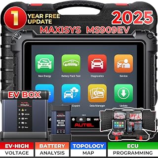Autel MaxiSYS MS909EV Intelligent Scanner: 2025 Same as Ultra EV with EVDiag Kit, High Voltage System & Battery Analysis, Topology Map, Programming, 40 Service, Updated of Elite II MS908S PRO MS919