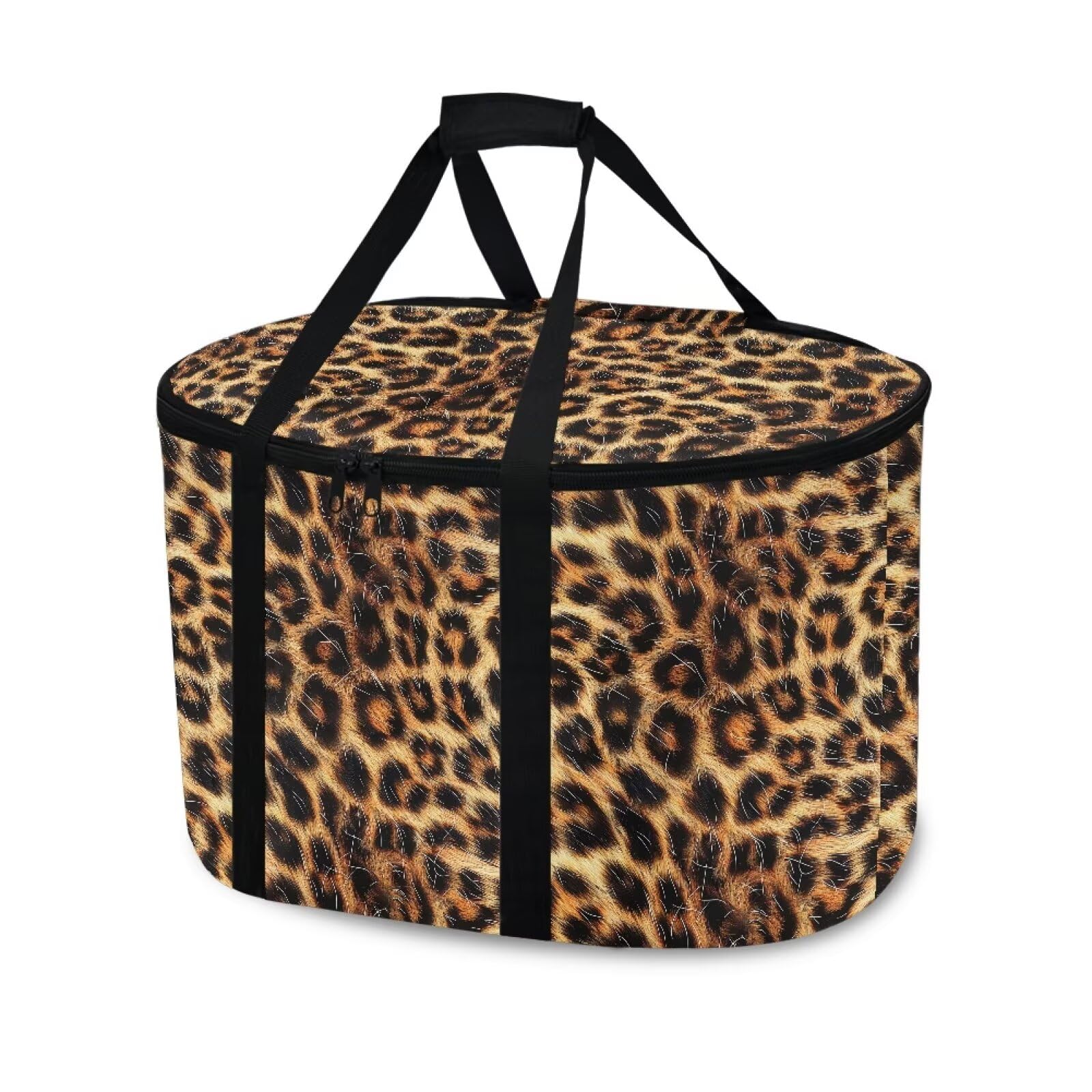 Qehuruxo Insulated Slow Cooker Bags for Most 4-8 Quart – Portable Travel Carrier with Zipper & Handle, Beach & Picnic Lunch Tote Leopard Print