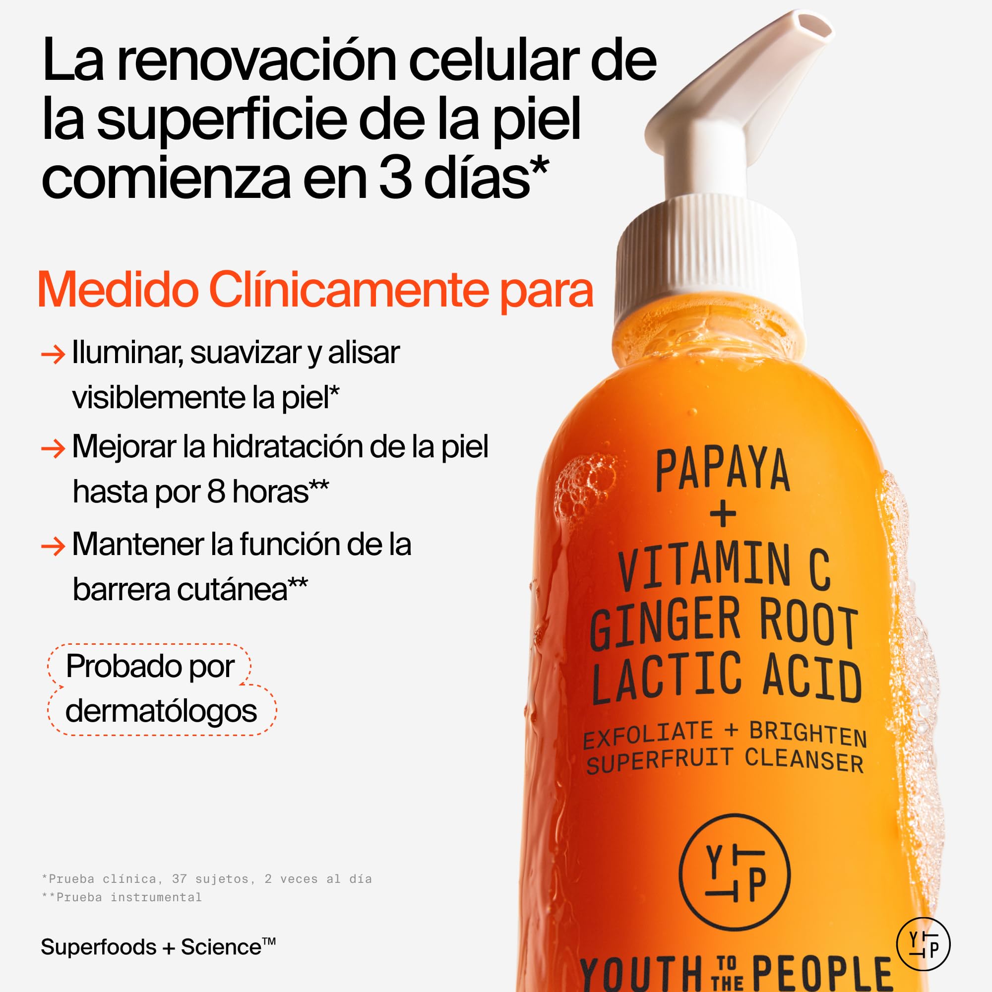 Youth To The People Superfruit Cleanser, Limpiador Facial Exfoliante Suave, Rico en Papaya y Vitamina C, Limpiador Hidratante Calmante, Luminosidad, Desmaquillante Suave para la Barrera Cutánea