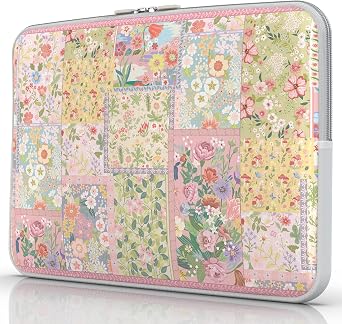 iLeadon MacBook Air Sleeve for MacBook Air 13-13.6 inch, 13 Inch Laptop Sleeve Compatible with MacBook Pro, Protective Cute Pink Laptop Sleeve Case for Chromebook, HP, Dell (Floral)