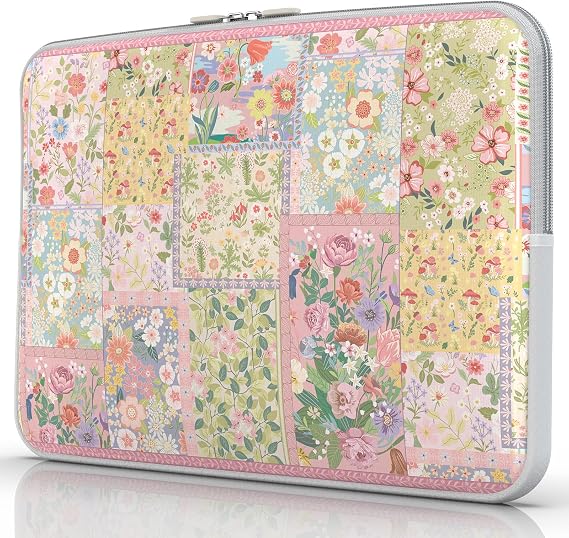 iLeadon MacBook Air Sleeve for MacBook Air 13-13.6 inch, 13 Inch Laptop Sleeve Compatible with MacBook Pro, Protective Cute Pink Laptop Sleeve Case for Chromebook, HP, Dell (Floral)