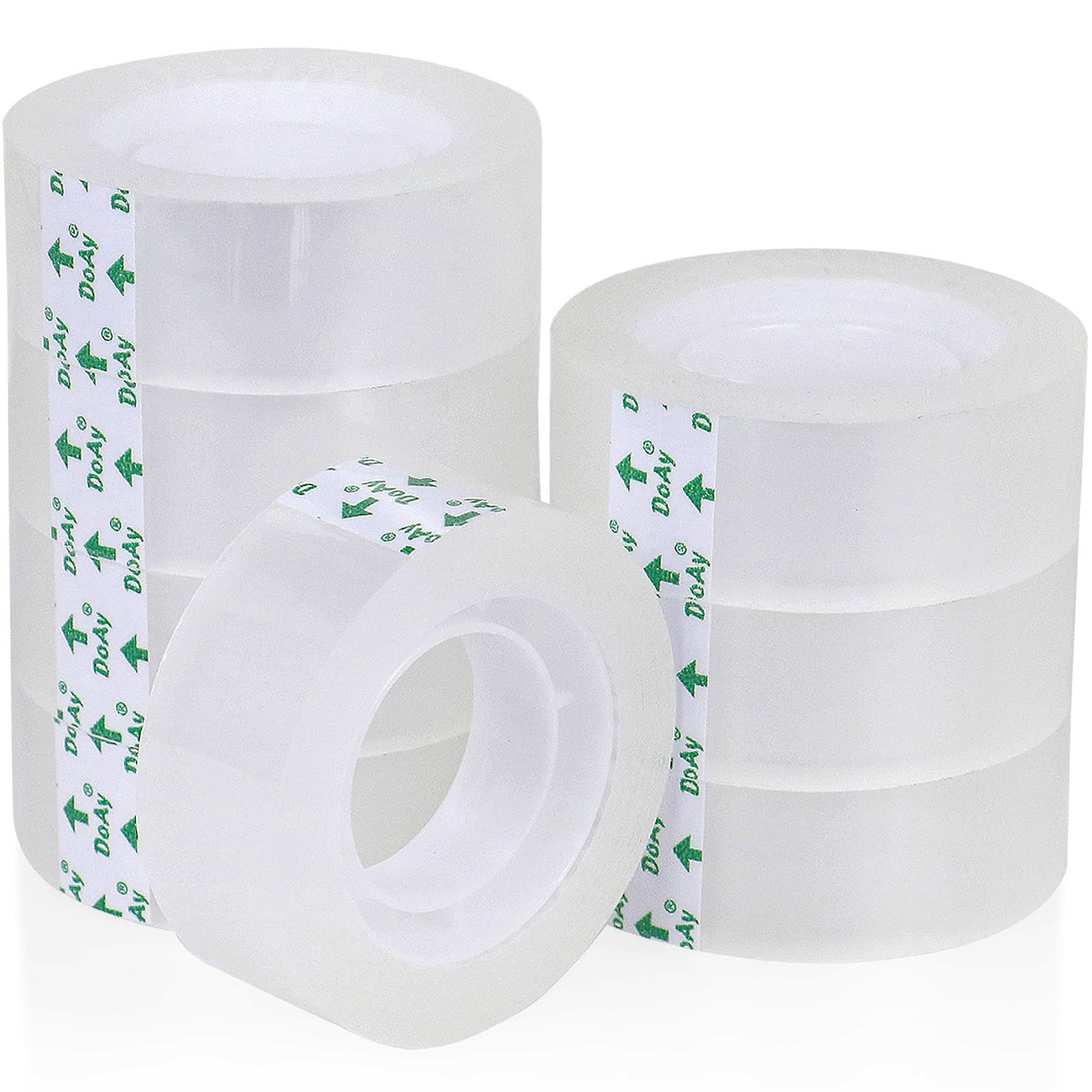 DOAY 8 Rolls Easy Tear Transparent Tape Refills - Gift Wrapping Tape for Dispensers - Crystal Clear, Effortless Tear, Strong Adhesion - Invisible Tape