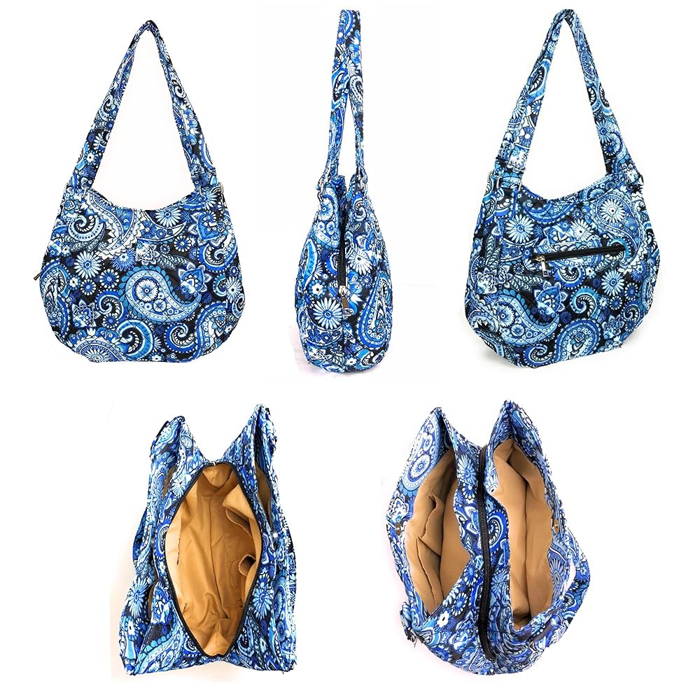EGFAS Quilted Multi-Compartment Shoulder Bag Hobo Handbag