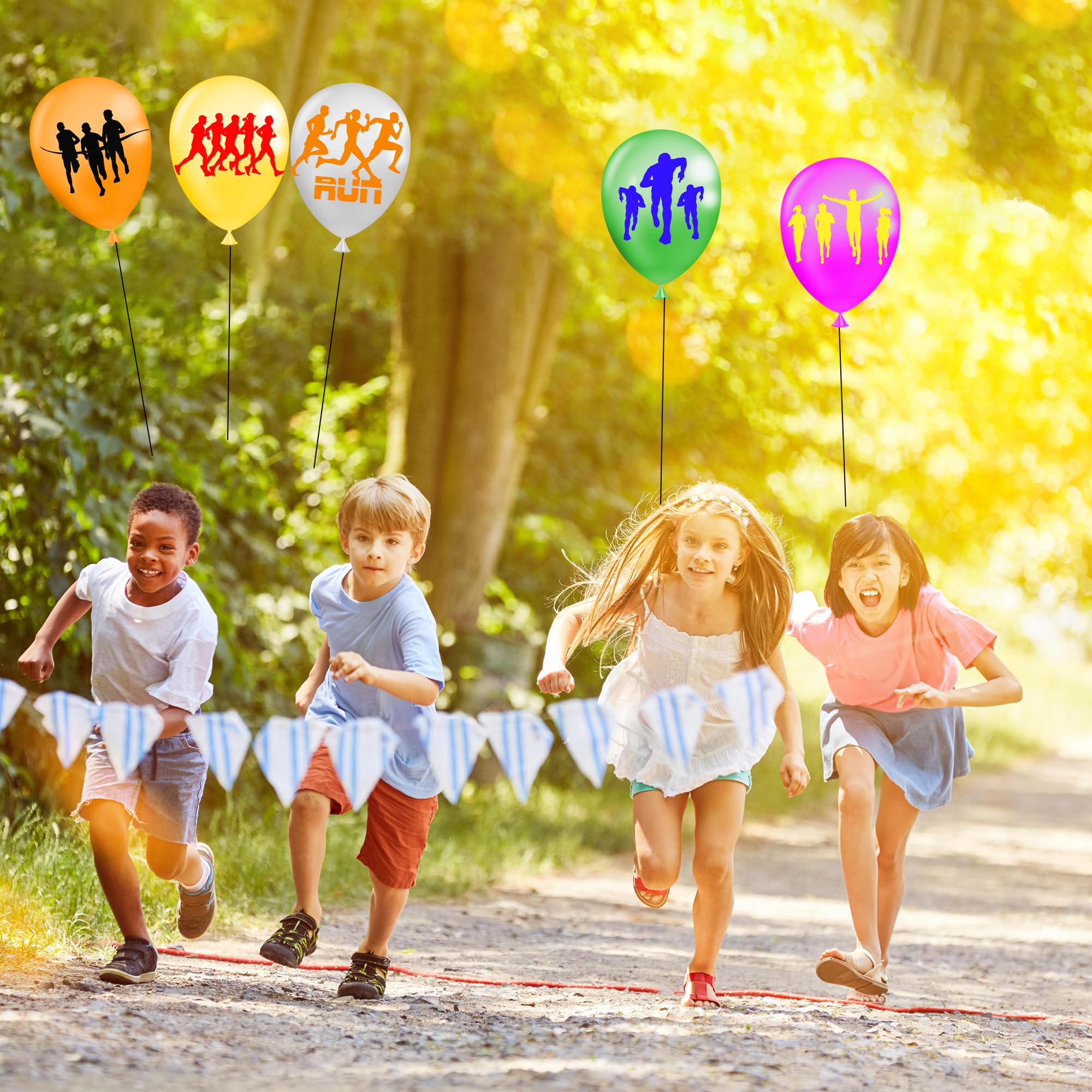 FOZEE Happy Running Day Banner - 3.8 Foot Pre-Assembled Party Decor For Global Running Events