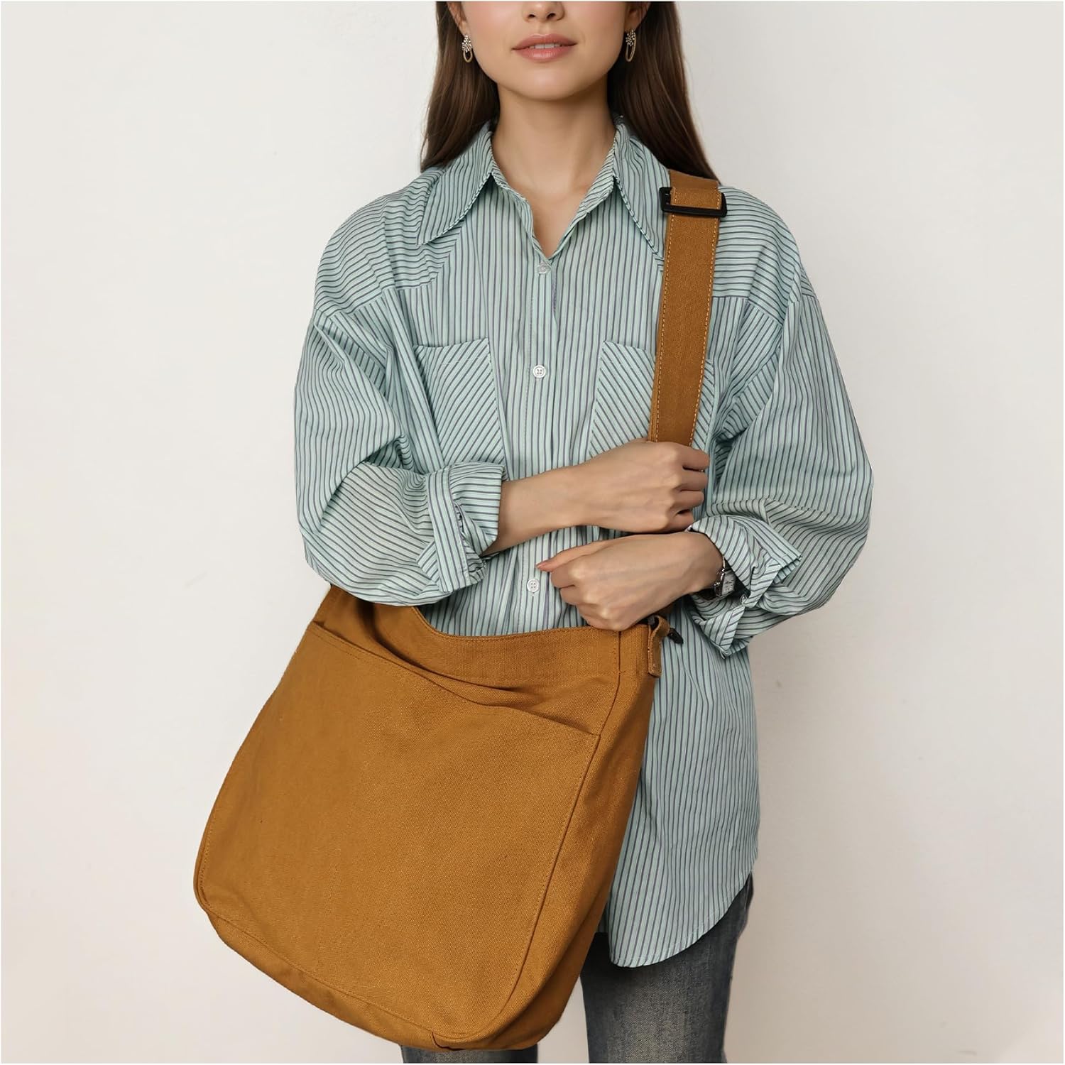 Hobo Bag Canvas Crossbody Shoulder Bag for Women and Men Large Casual Messenger Bags Canvas Tote Bag Travel Work