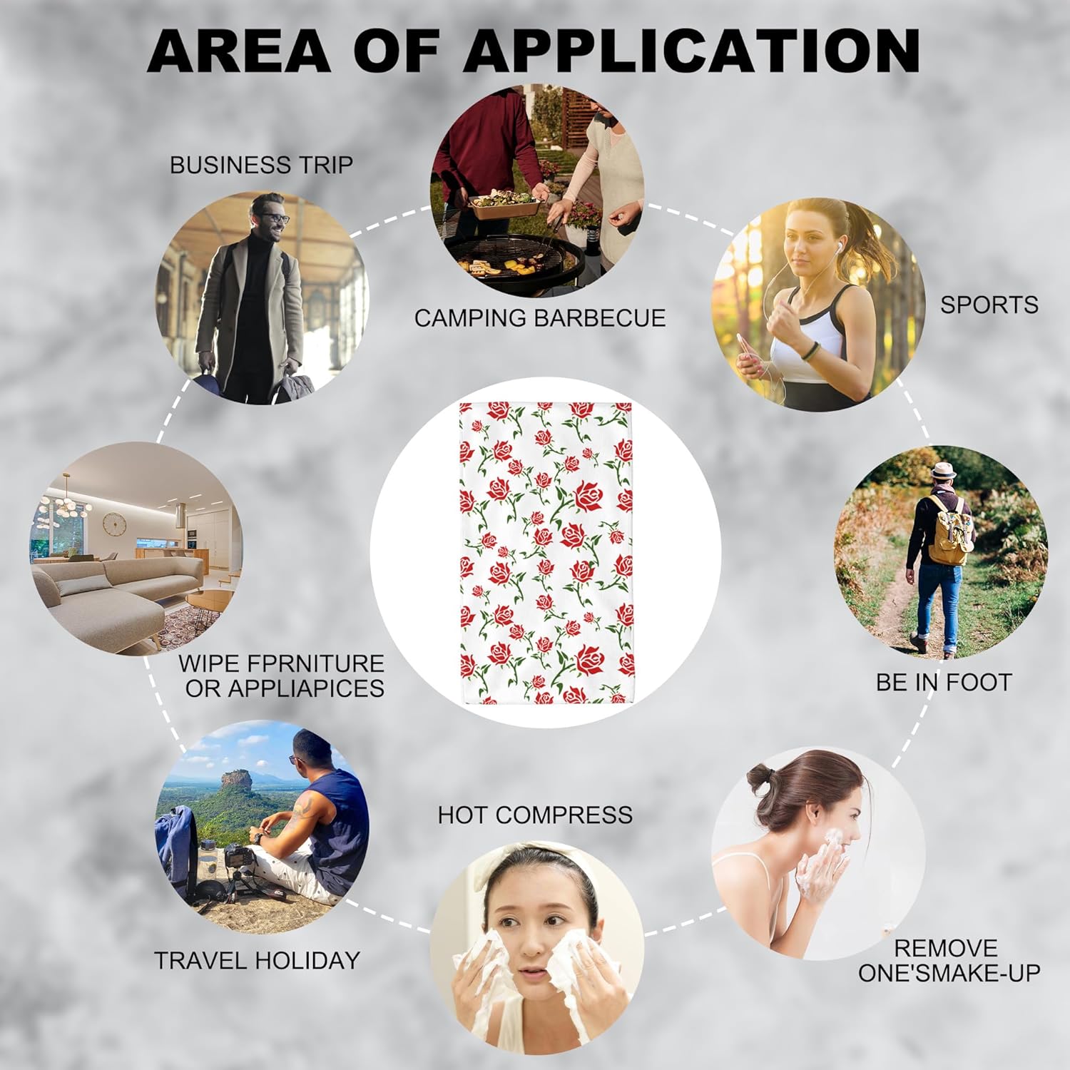 Hand Towels Set of 2 Roses Towels for Bathroom Soft Absorbent Decorative Hand Bath Towels Dish Towels for Kitchen Sports Gym Yoga Home Decor 14 x 28 in - Image 7