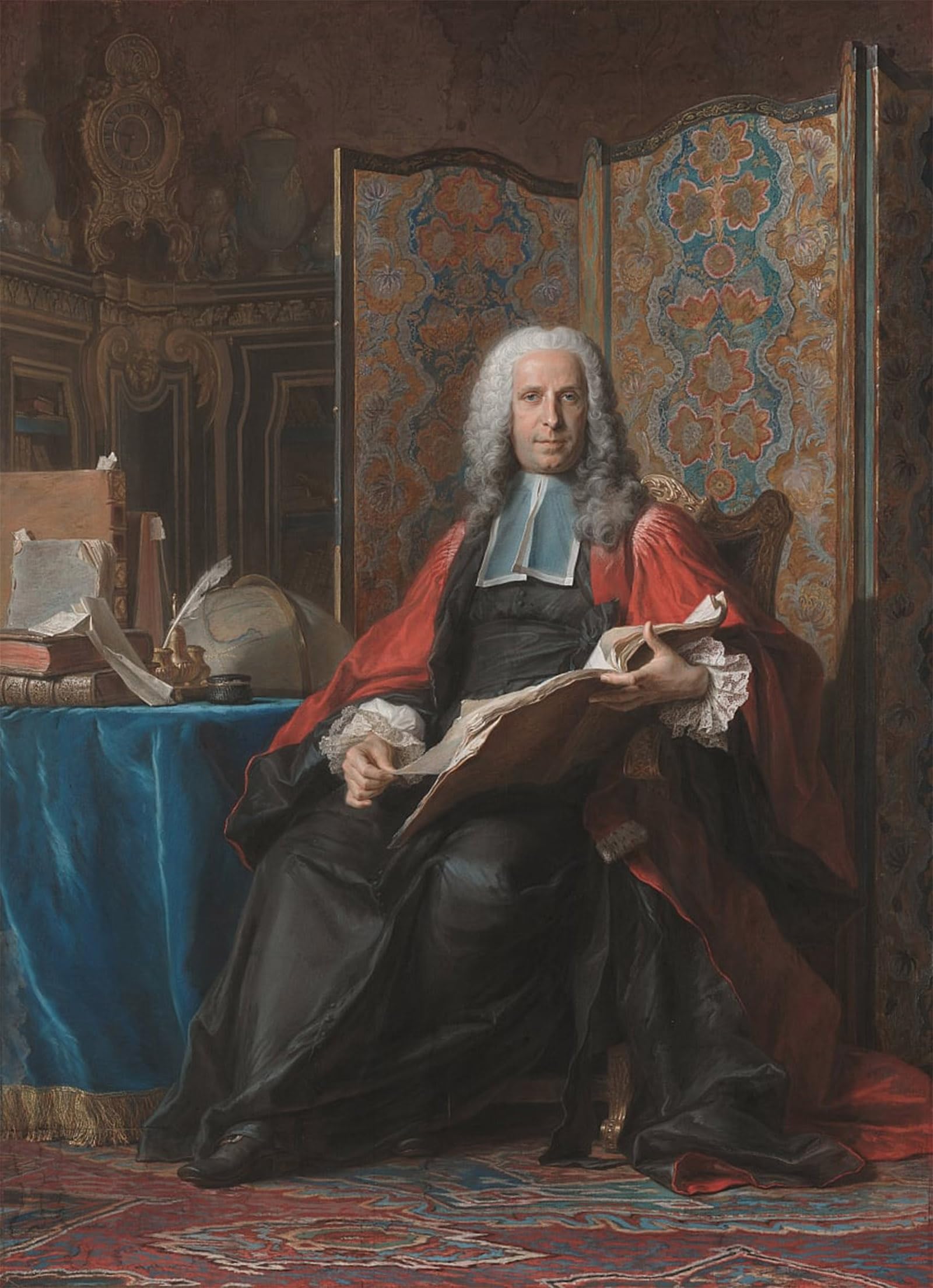 ARTXLXXBN Famous Painting Art Wall Decor Abstract Art Picture Portrait of Gabriel Bernard De Rieux by Maurice Quentin De La Tour Animal Pictures for Home Decor 60x90cm