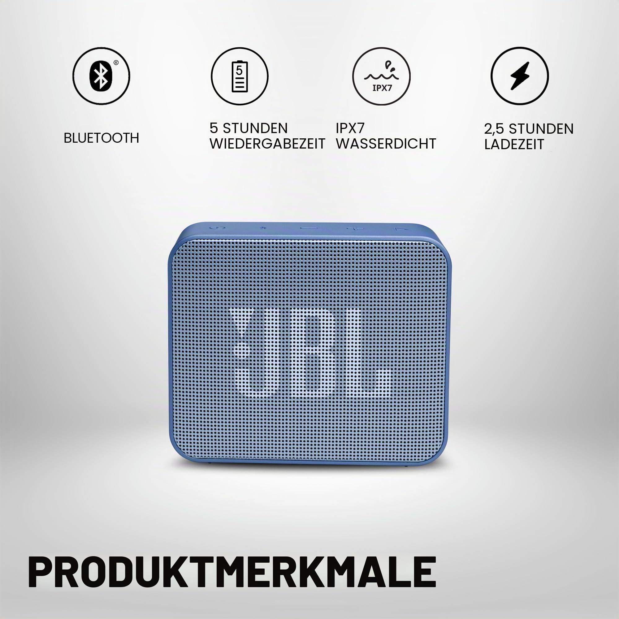 JBL GO Essential kleine Bluetooth Box - Blau – Wasserdichter, tragbarer Lautsprecher für unterwegs – Bis zu 5h Wiedergabezeit mit nur einer Akkuladung