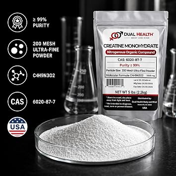 Creatine Monohydrate (1 lb) 200 Mesh Pure Micronized Powder Bulk Supplement Pre Workout, Body Building, Strength, Athletic Performance, Muscle Recovery, 5g (5000mg) Serving Size