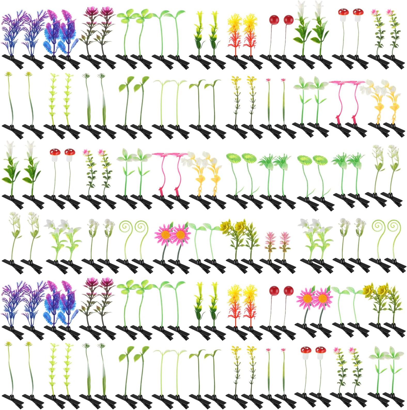 Tigeen 100 Pcs Rave Sprouts Bean Sprout Funny Hair Clips Mixed Style Plant Hairpins Hair Accessories for Home Party Irish(Mixed Style)