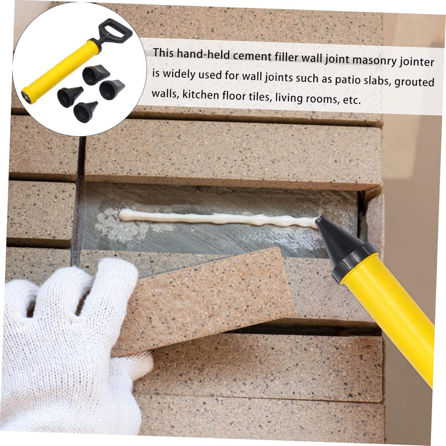 Handheld Cement Grouting Tool Portable Wall Caulking Device Nozzles for Tile and Brick Repair 1 Set for Home Improvement and Construction Projects