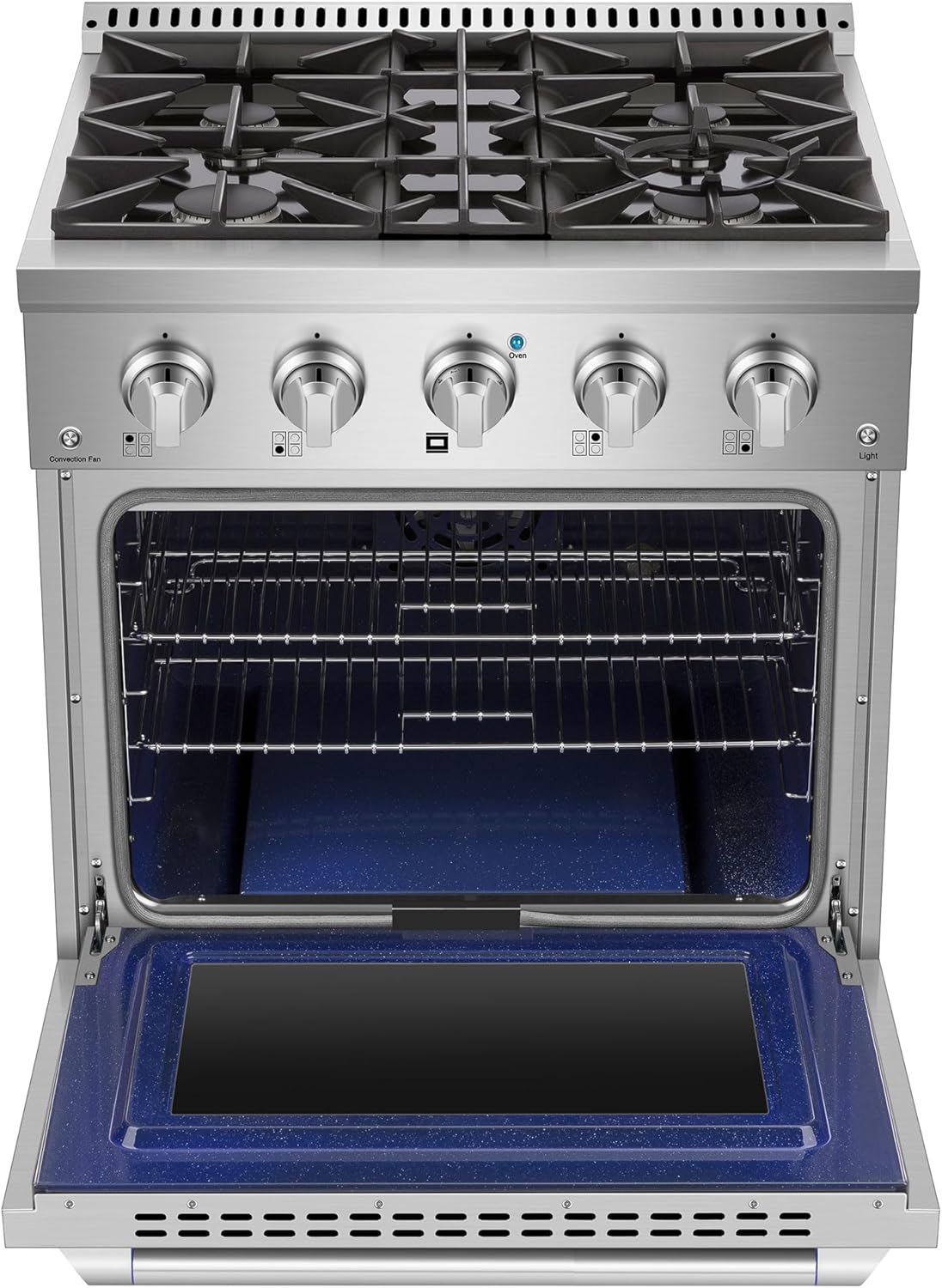 Empava 30 Inch Freestanding Slide-in Gas Range, Pro-Style Single Oven with 4 Sealed Ultra High-Low Burners Cooktop,Heavy Duty Continuous Grates in Stainless Steel
