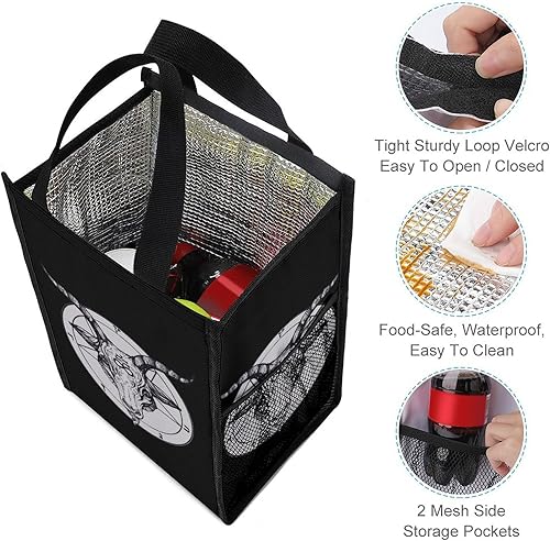 Miniatura 3 de Baphomet - Bolsas de almuerzo con cabeza de cabra satánica para mujeres y hombres, lonchera aislada, bolsa reutilizable para oficina en casa