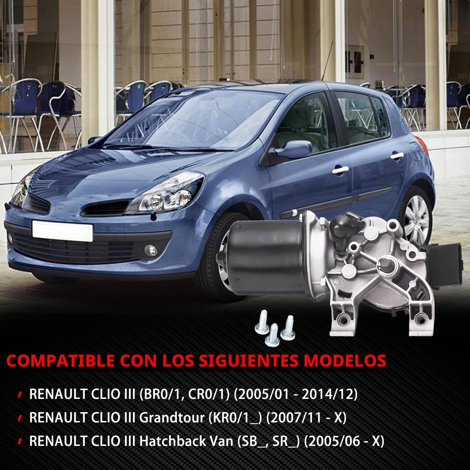Reemplazo del motor del limpiaparabrisas delantero para Clio III BR0/1 CR0/1 2005-2014 Grandtour 2008 - Van SB_ SR_ 2005 - Accesorios para automóvil Pieza # 7701061590 53567502 8200268931 579738