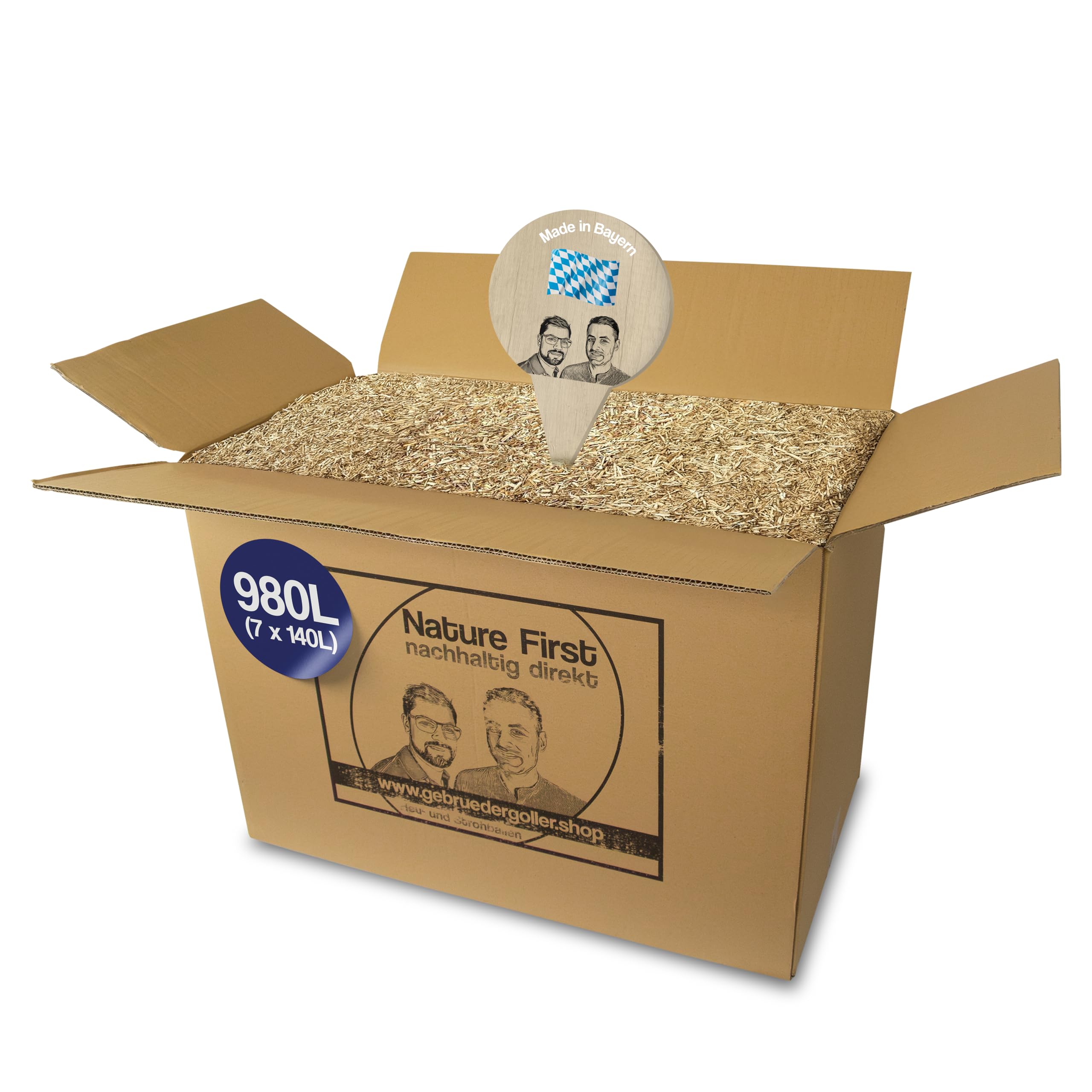 Bio Miscanthus Einstreu 980 Liter - Staubarm & Saugstark - Einstreu für Kleintiere wie Kaninchen, Meerschweinchen, Hamster - Kleintierstreu aus biologischem Anbau - 100% Natur