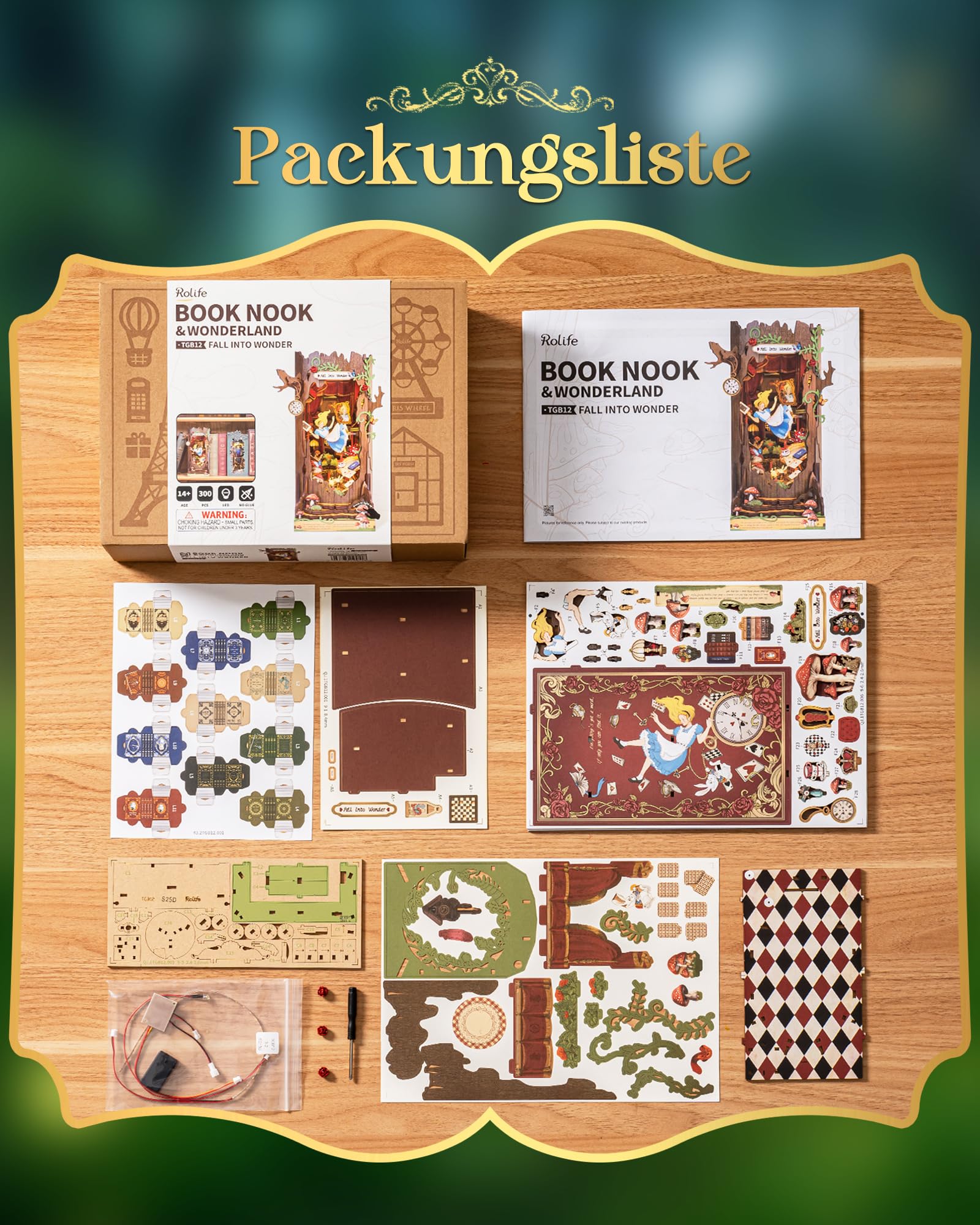 Rolife Book Nook Maquette Fall Into Wonder Maison Miniature DIY Diorama 3D Puzzle avec Illusion Miroir