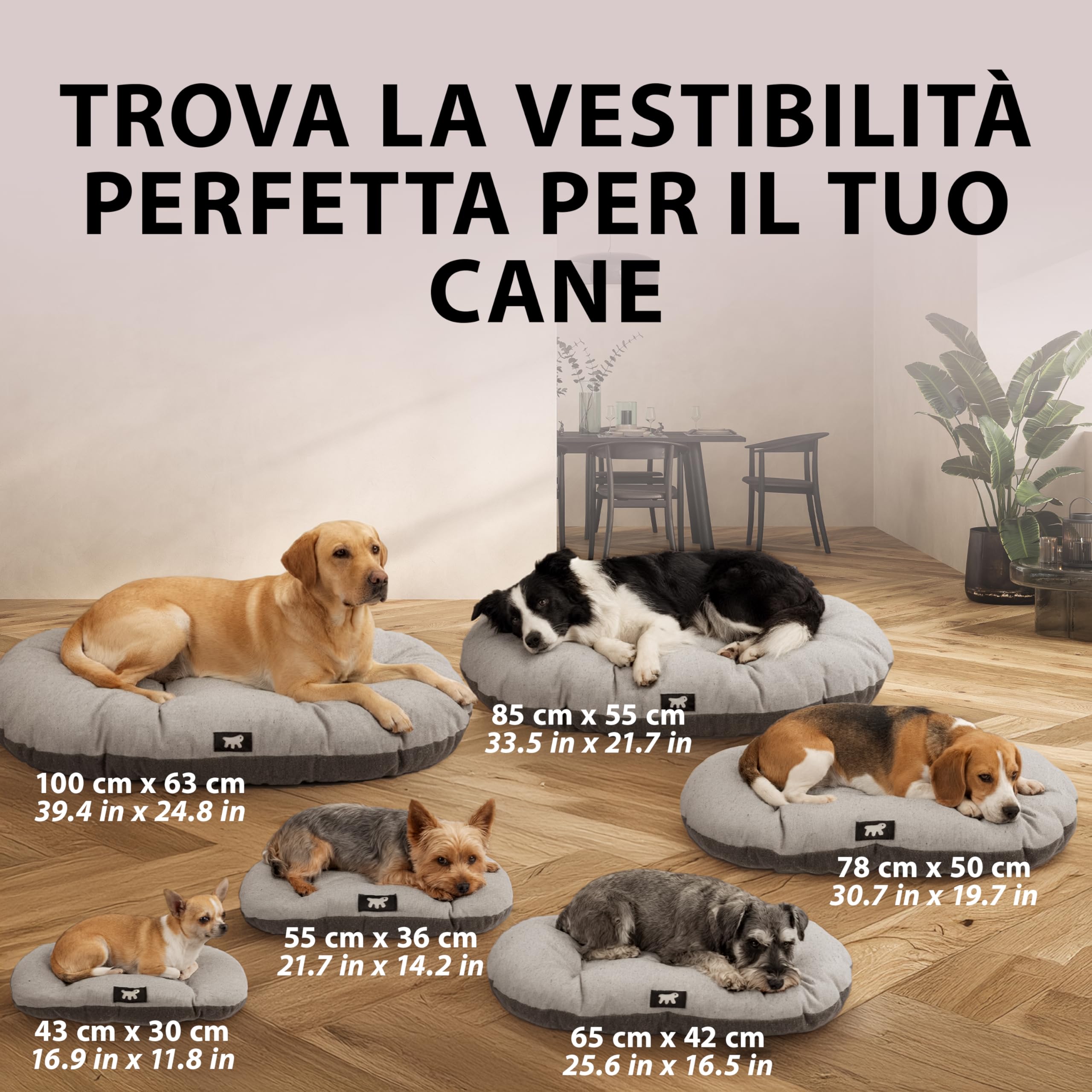 Ferplast Cuscino Cane e Gatto RELAX 55/4, Lettino per Cani Gatti Animali Domestici, Materassino, Cuscino Imbottito per Cuccia Cane e Gatto, Ovale, Pe luche e Cotone, Lavabile, 55 x 36 cm