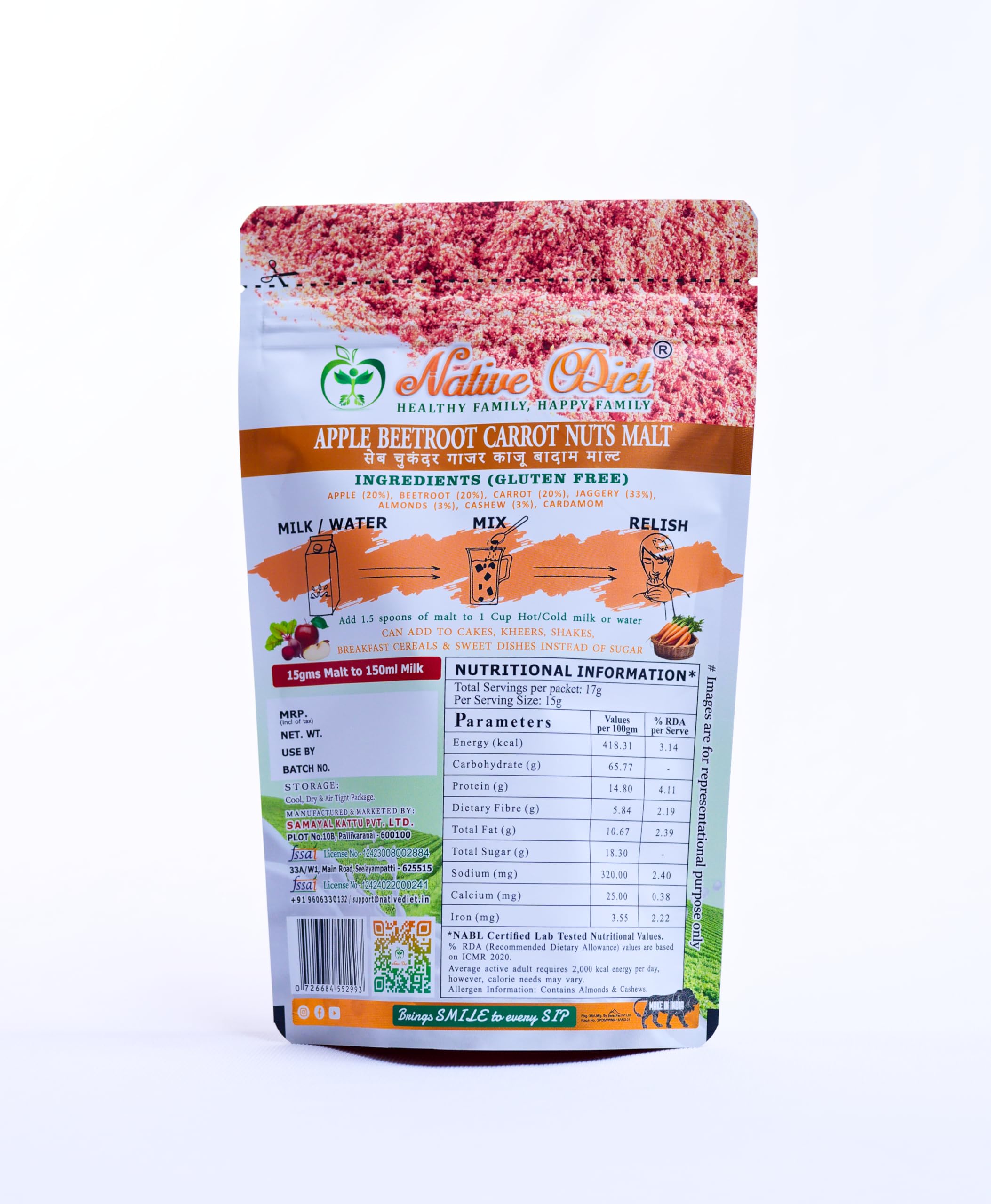 Native Diet ABC Malt|Ultimate Health Drink For Energy & Immunity|Nutritional Milk Mixes|Vegan Friendly|Tasty & Healthy|Stamina & Immunity Boost|All Natural Ingredients|Healthy Drink (250,ABC) - Image 2 thumbnail