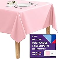 Vista 64 de Gee Di Moda - Mantel rectangular de 60 x 84 pulgadas – Mantel rectangular de poliéster lavable para mesa de 5 pies