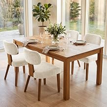 Upholstered Dining Chairs Set of 4, Kitchen Chairs Solid Wood Cream,4