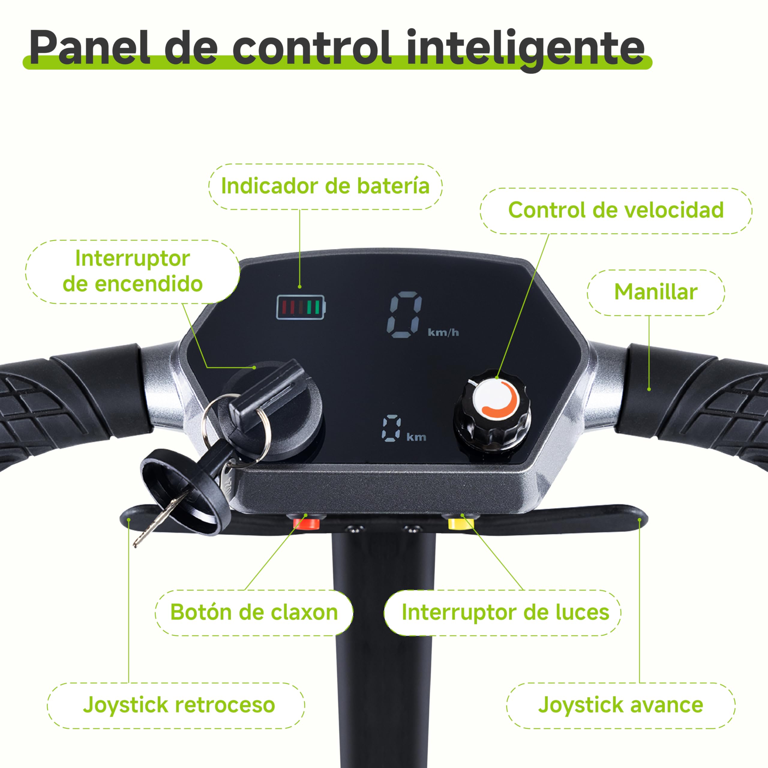 VEEFA Scooter Eléctrico 4 Ruedas, Construcción Ligera 17kg, Batería Doble | 36km Autonomía 8km/h,Scooter Minusvalidos Adulto Discapacitados para Coche/Avión/Tren (Negro Rojo, Estándar)