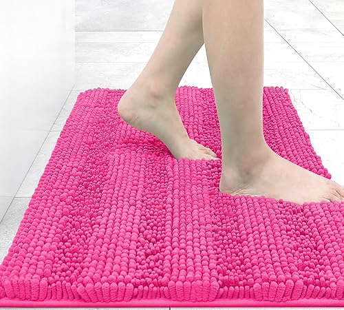 Miniatura 37 de Grandaily - Alfombras de baño de felpilla a rayas, extragruesas y absorbentes, antideslizantes, con fibras largas y suaves, lavables a máquina, para
