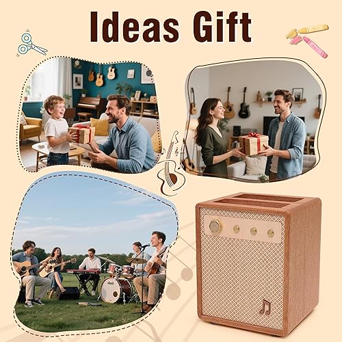 Miniatura 7 de Accesorios de guitarra, soporte de púas de guitarra estilo amplificador de madera Sapele con almacenamiento para bolígrafos, organizador de