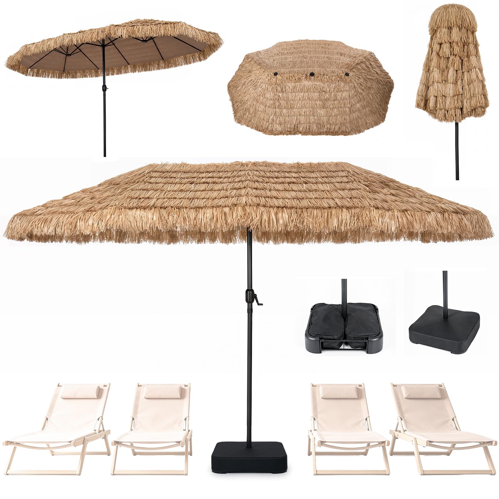 RELAX4LIFE Parasol Double Hawaïen Exotique 450x280cm